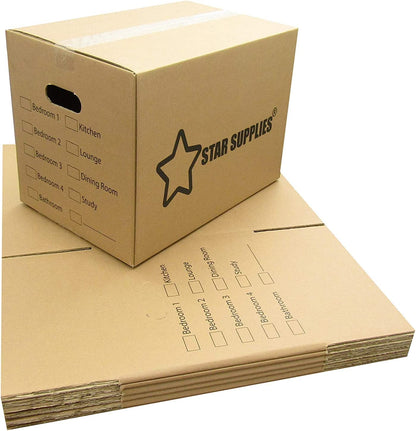 Extra Large & Medium Size Strong Printed Tick List Cardboard Removal Boxes With Carry Handles