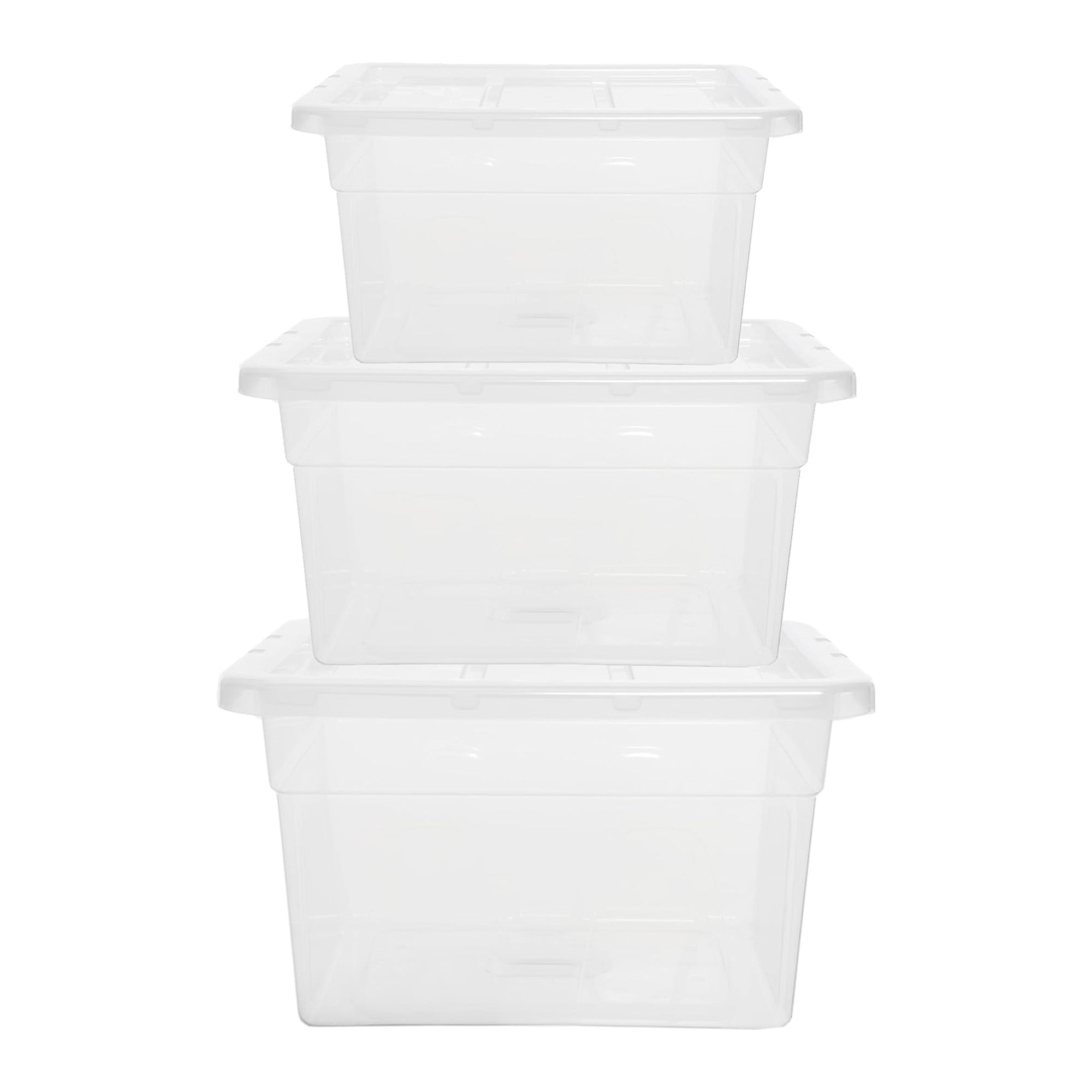Selection Of Clear Plastic Stackable Transparent Storage Boxes 22L, 64 ...