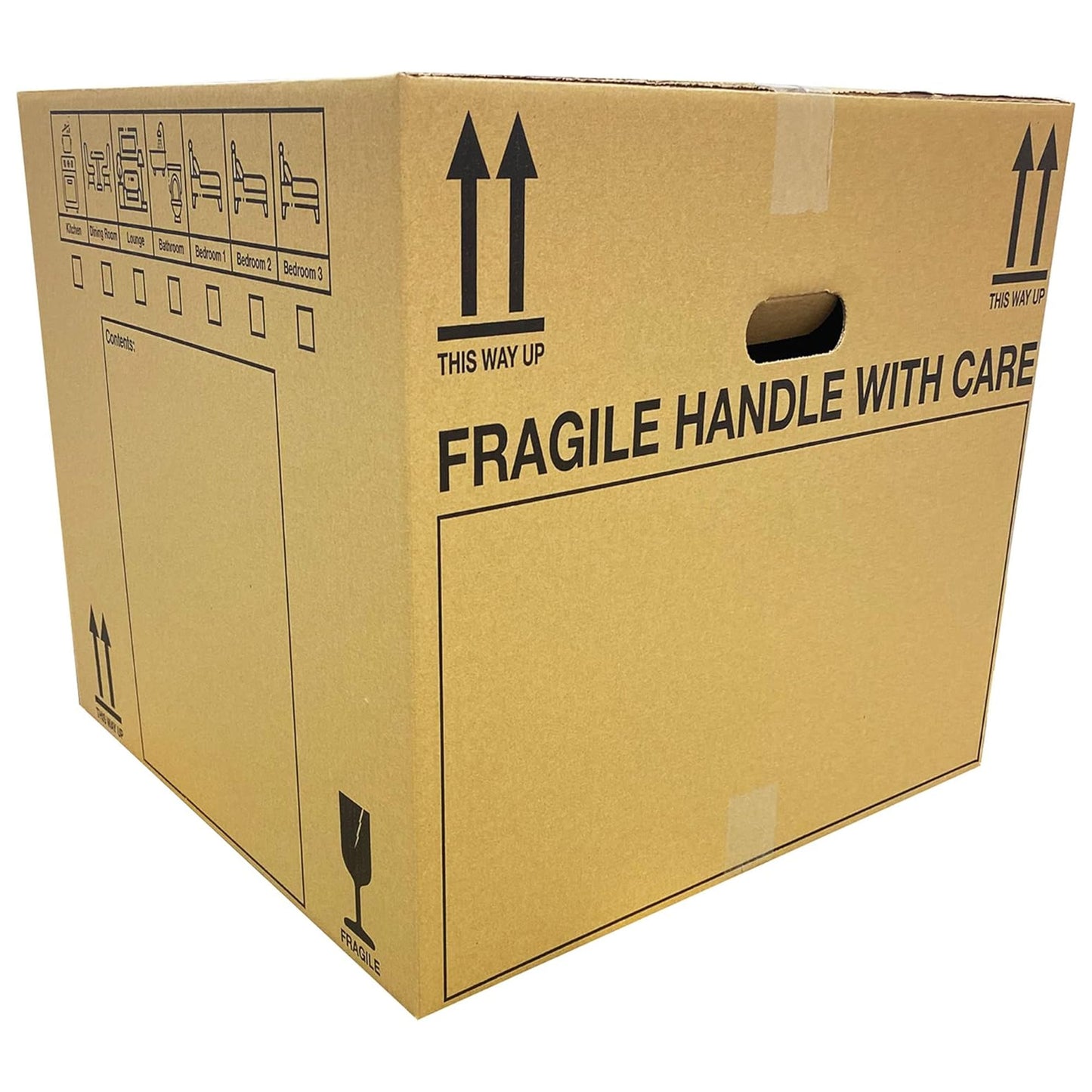 Extra Large & Medium Size Printed House Removal Cardboard Boxes With Carry Handles