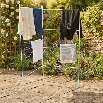 Foldable 2 Section Clothes Airer 4m Drying Capacity Lightweight Laundry Rack
