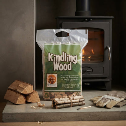 Premium Kiln Dried Kindling Wood 2KG Carry Bag Natural Fire Starter Sticks