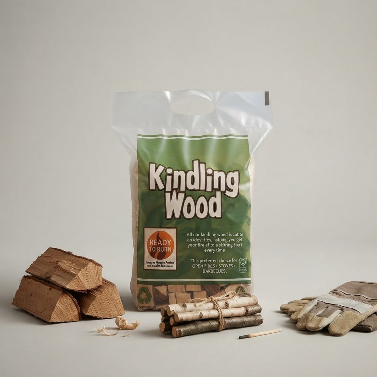 Premium Kiln Dried Kindling Wood 2KG Carry Bag Natural Fire Starter Sticks