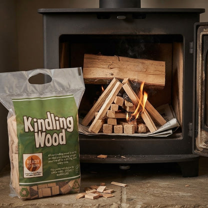 Premium Kiln Dried Kindling Wood 2KG Carry Bag Natural Fire Starter Sticks