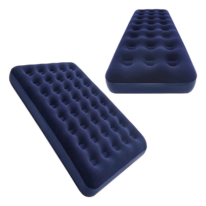 Blue Indoor Outdoor Quick Inflated Single Or Double Flocked Design Air Mattress