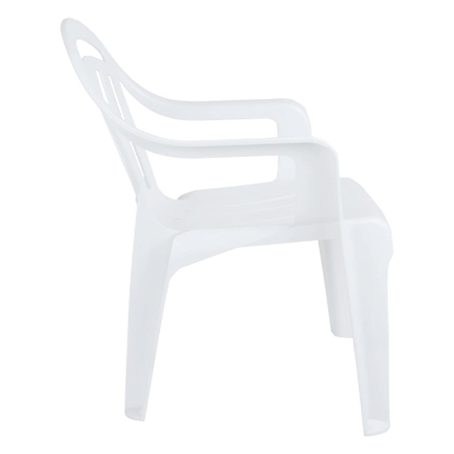 White Plastic Indoor Outdoor Stackable Low Back Patio Garden Chairs