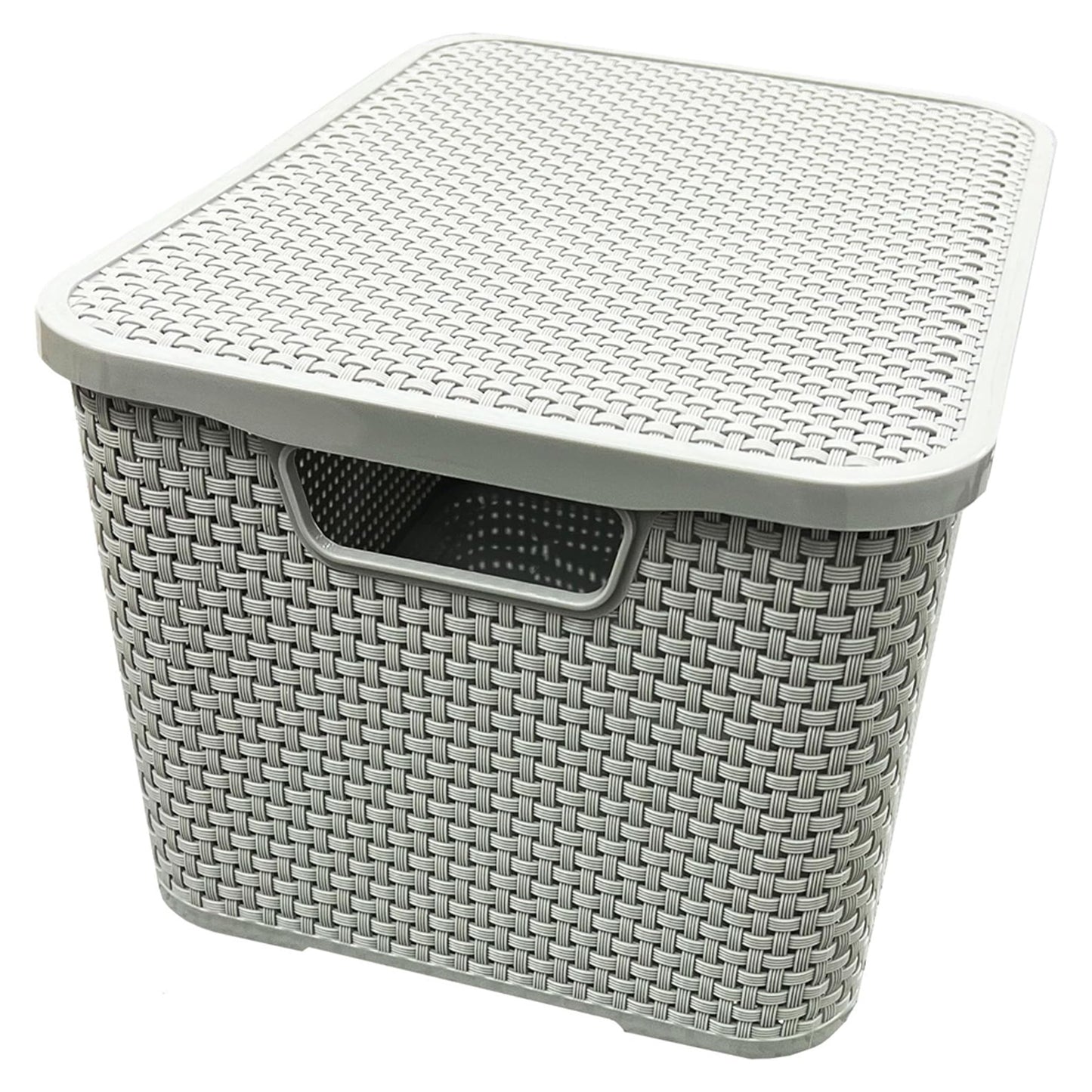 Rattan Effect Cream, Grey & Light Grey Home Office Laundry Storage Baskets