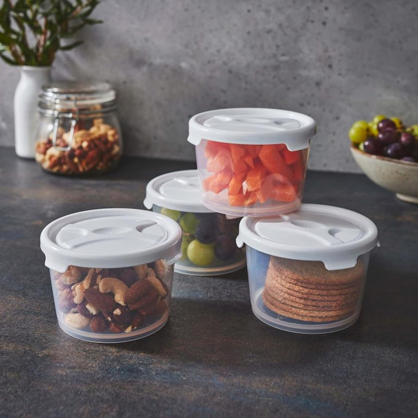 Strong Reusable Plastic Microwave Safe 300ml Round Stackable Food Storage Containers