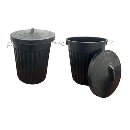 100 Litre Strong Black Large Capacity Waterproof Dustbin With Strong Metal Clip Lid
