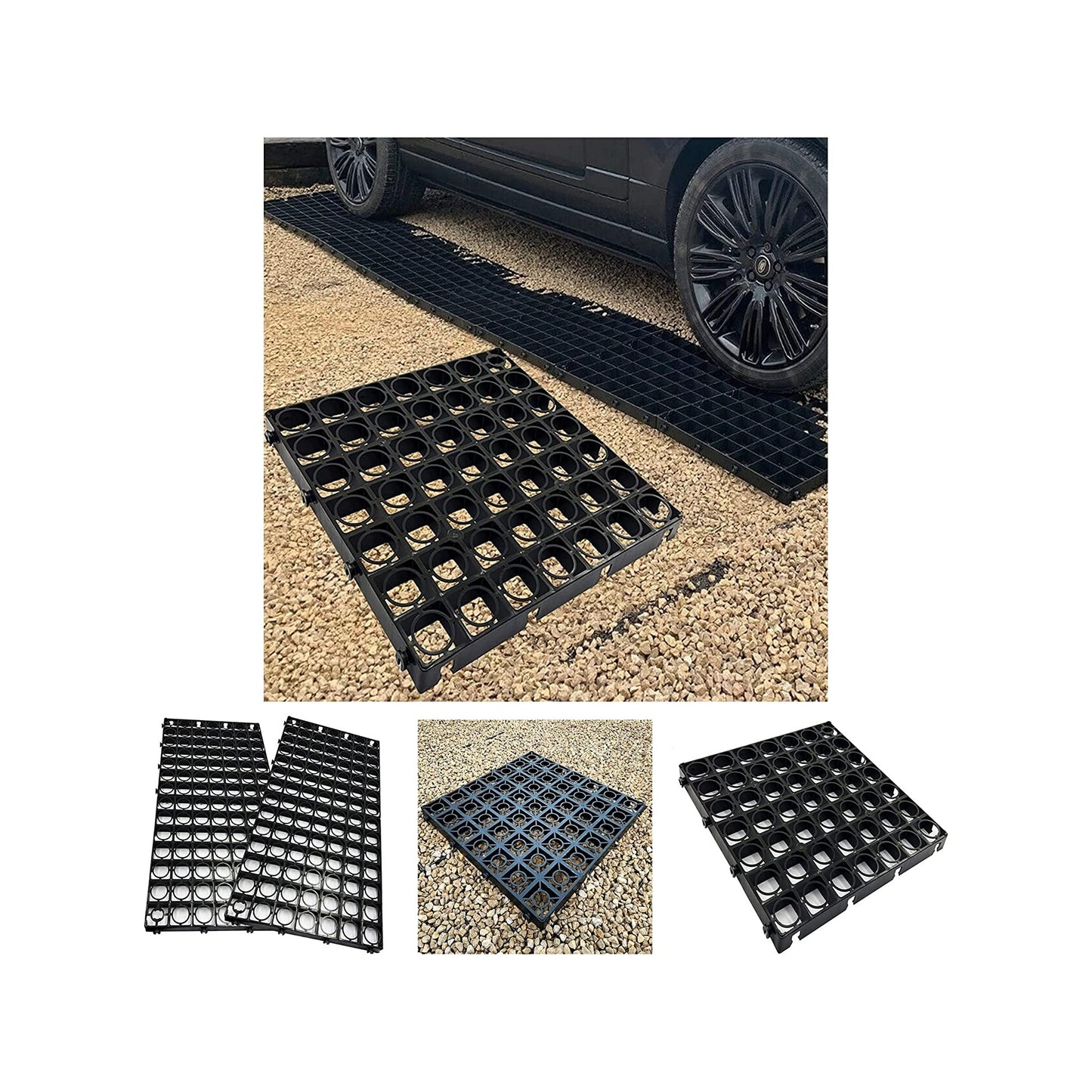 Black Protective Plastic Paving Driveways Grid Mats