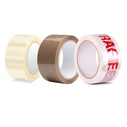 Clear Brown & Fragile Printed 50mm x 66m Strong Sticky Packaging Parcel Tapes