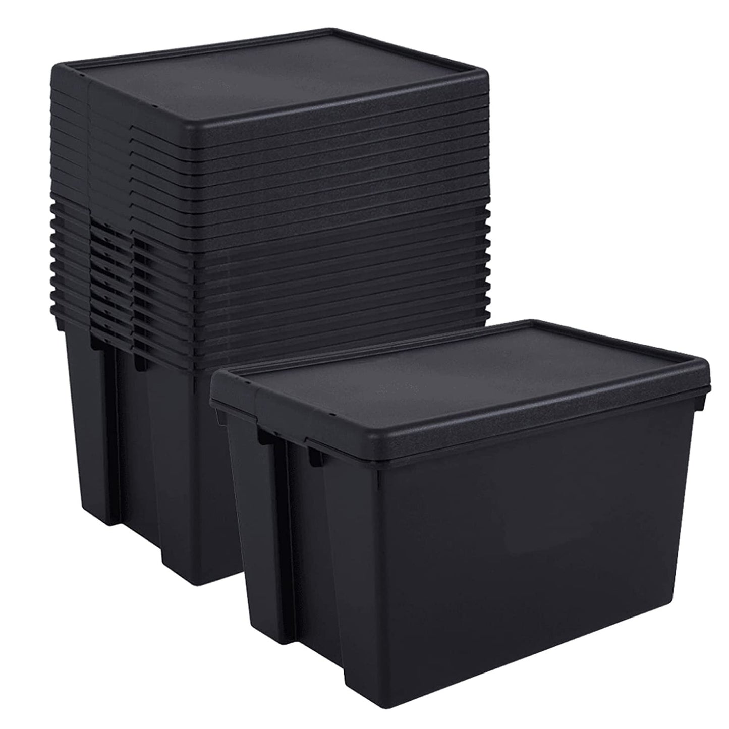 Extra Large Super Strong Stackable & Nestable Black Impact Resistant Containers With Lids