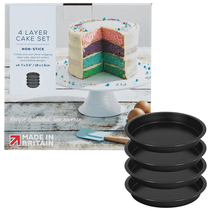 4 Layer Cake Set Non Stick Ideal For Ombre & Rainbow Cake Designs