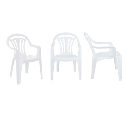 White Plastic Indoor Outdoor Stackable Low Back Patio Garden Chairs