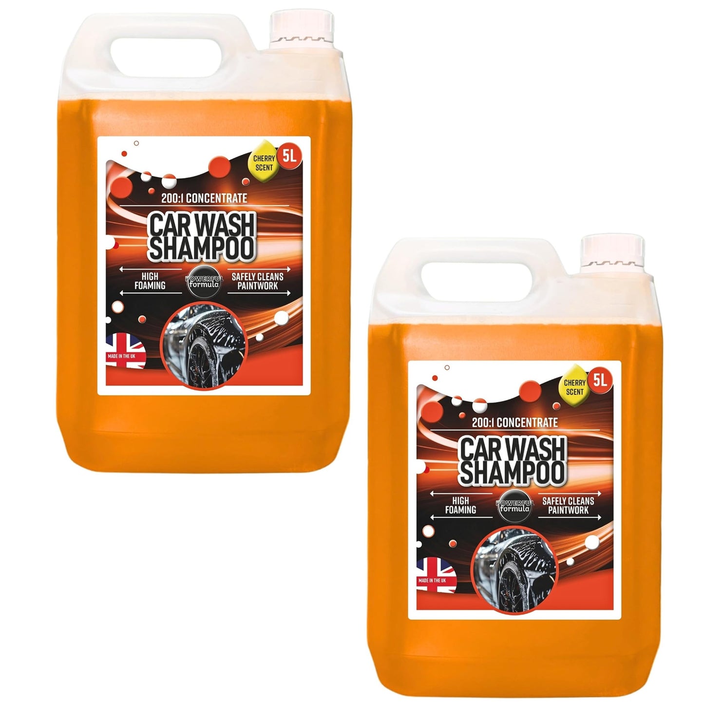 5L Car Wash Shampoo Cherry Scented High Foaming Safely Cleans Paint Work Removes Road Dirt