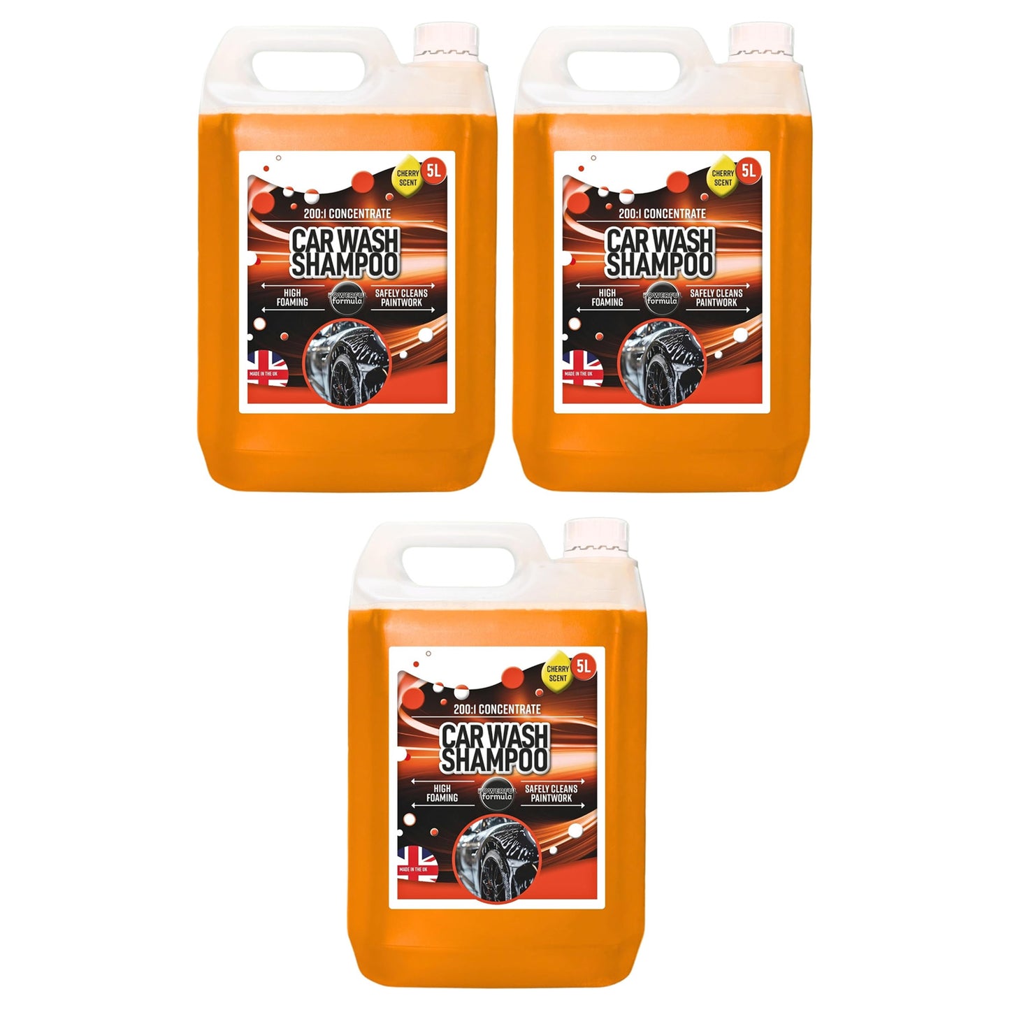 5L Car Wash Shampoo Cherry Scented High Foaming Safely Cleans Paint Work Removes Road Dirt