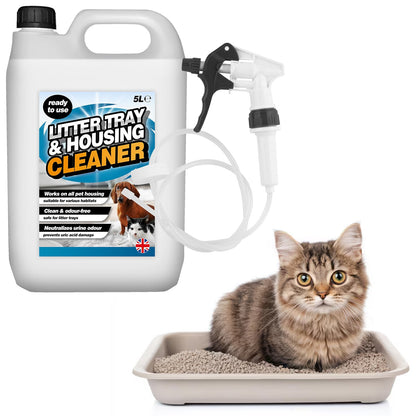 5 Litre Litter Tray & Housing Cleaner Odour Free Ready To Use Formula With Long Hose Trigger