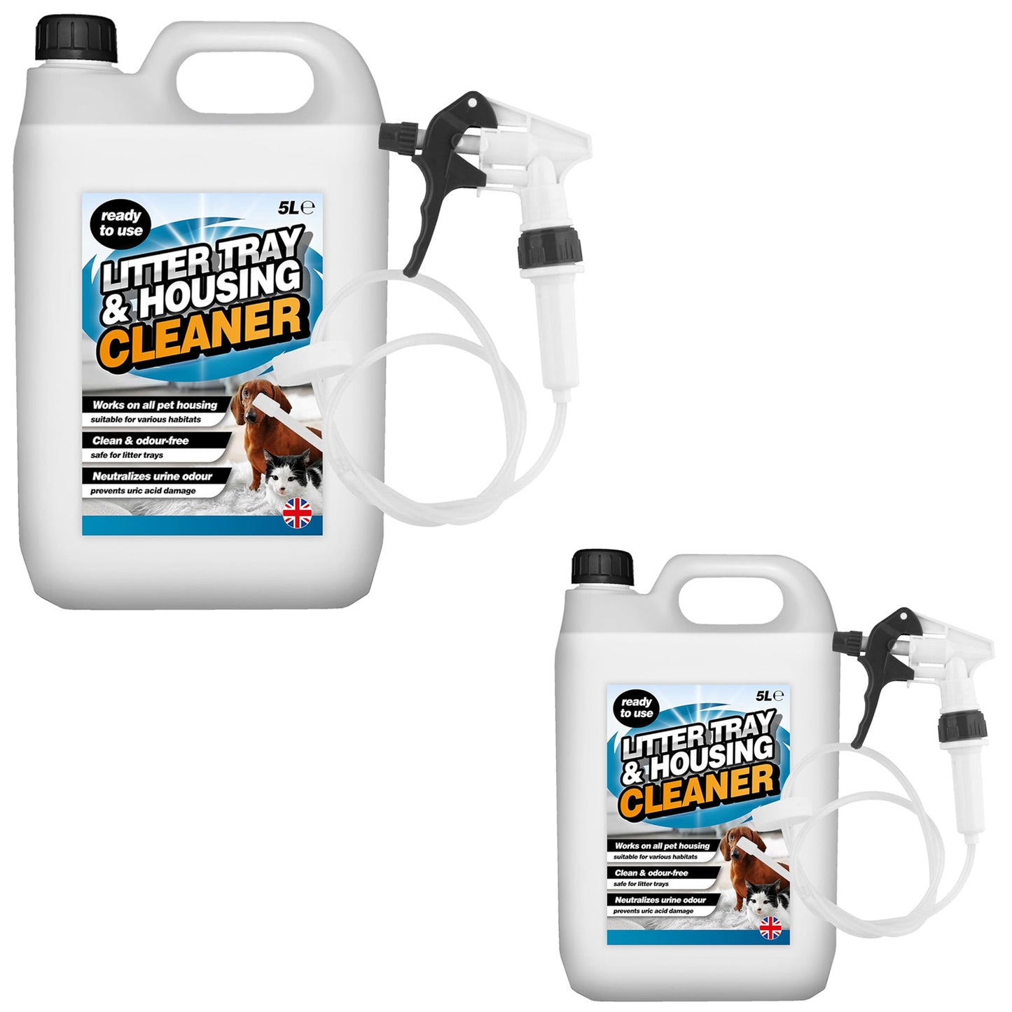 5 Litre Litter Tray & Housing Cleaner Odour Free Ready To Use Formula With Long Hose Trigger