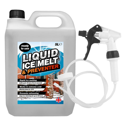 5 Litre Liquid Ice Melt & Preventer Complete With Trigger Hose Prevents Refreezing