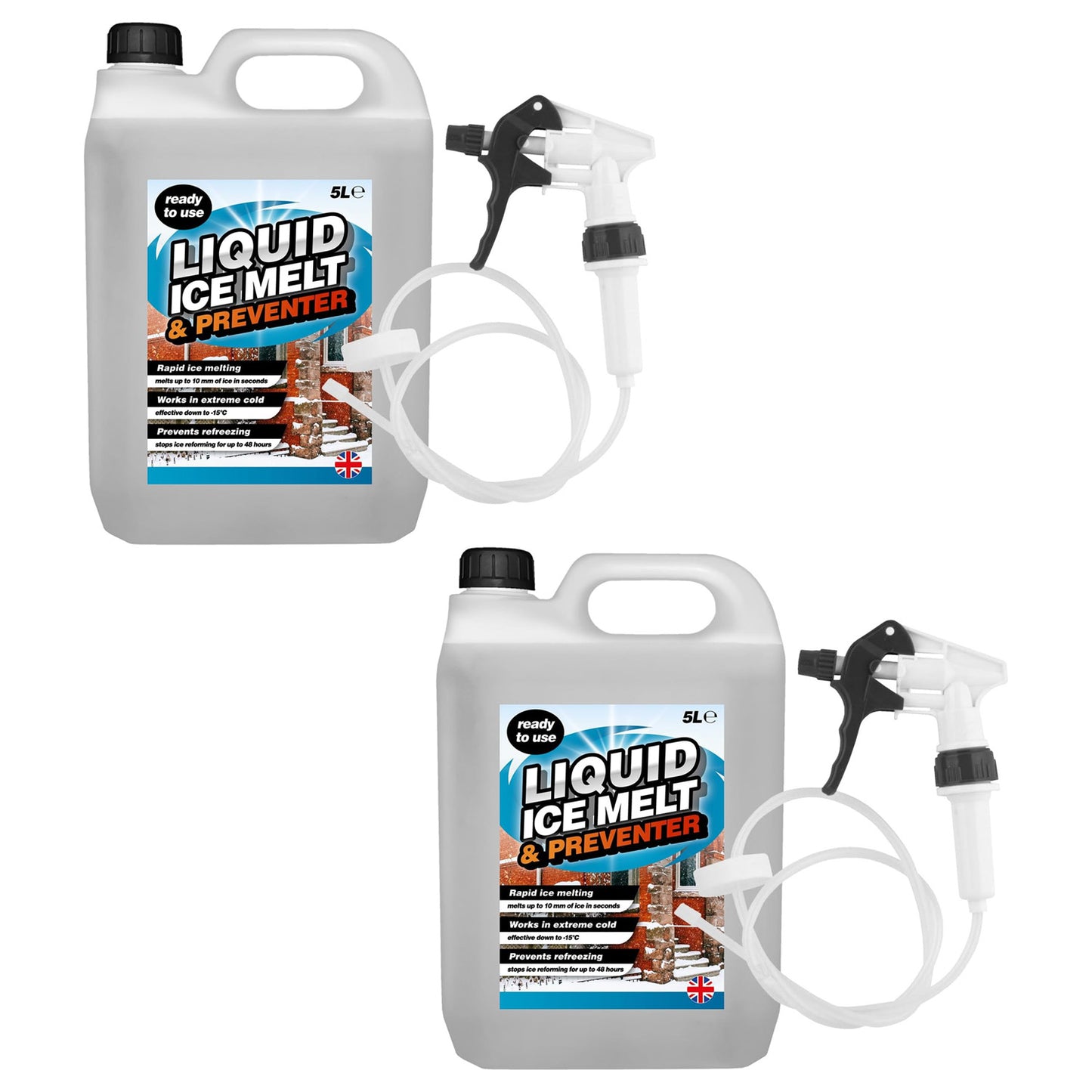 5 Litre Liquid Ice Melt & Preventer Complete With Trigger Hose Prevents Refreezing