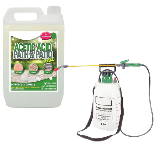 5 Litre Garden Acetic Acid Path & Patio Cleaner Complete With 5L Pressure Sprayer