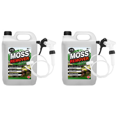 5 Litre Fast Acting Moss Remover Ideal For All Outdoor Hard Surfaces With Long Hose Trigger