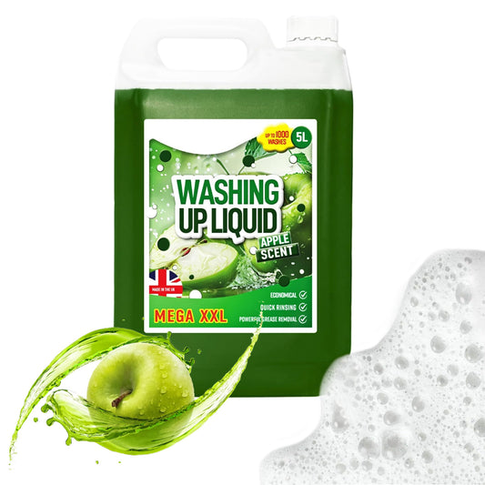 5 Litre Mega XXL Powerful Washing Up Liquid Apple Scented Dish Detergent