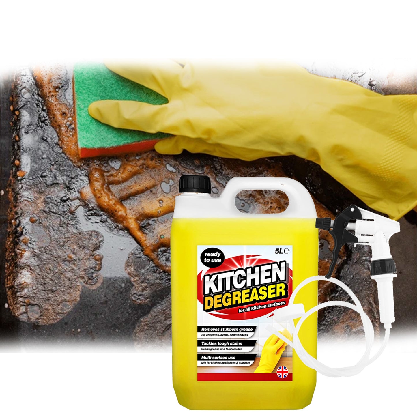 5 Litre Strong Heavy Duty Kitchen Degreaser Removes Stubborn Grease With Long Hose Trigger