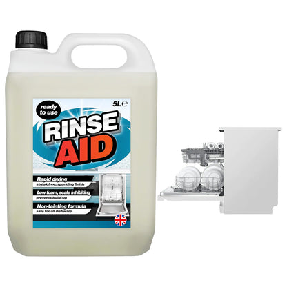 5 Litre Ready To Use Rinse Aid Dishwasher Cleaner Streak Free Sparkling Finish