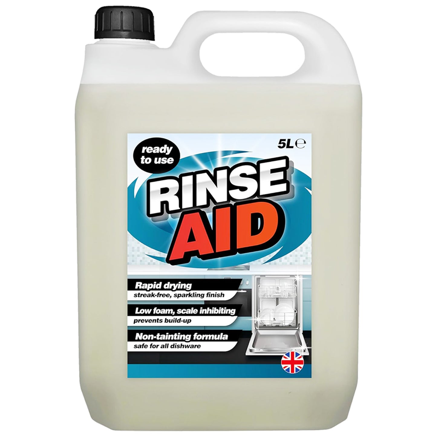 5 Litre Ready To Use Rinse Aid Dishwasher Cleaner Streak Free Sparkling Finish
