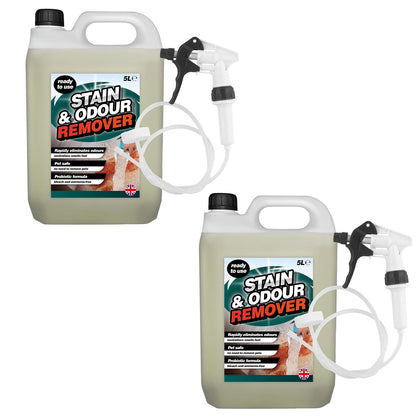5 Litre Stain & Odour Remover Pet Safe Neutralises Smells Fast With Long Hose Trigger