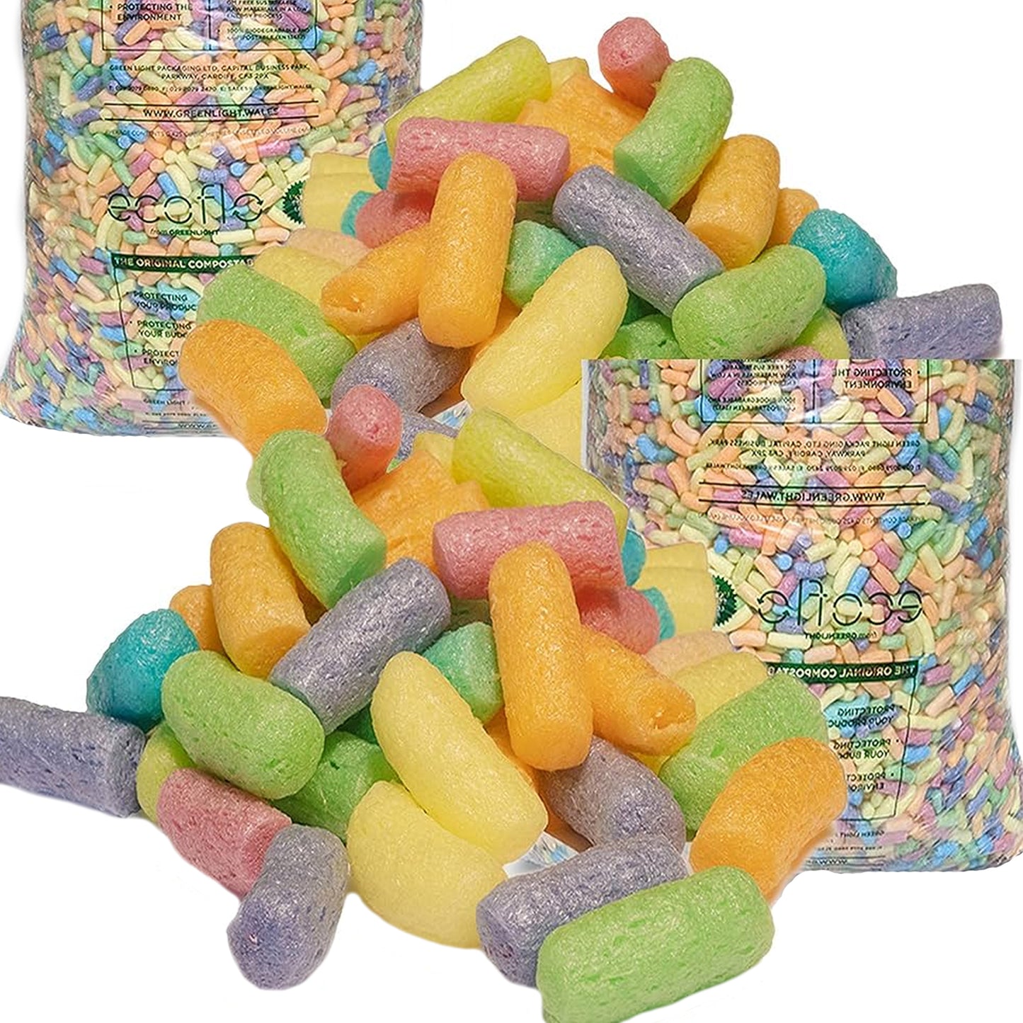 Multi Coloured  Eco Flo Biodegradable Loose Fill Packing Peanuts Ideal For Void Filling