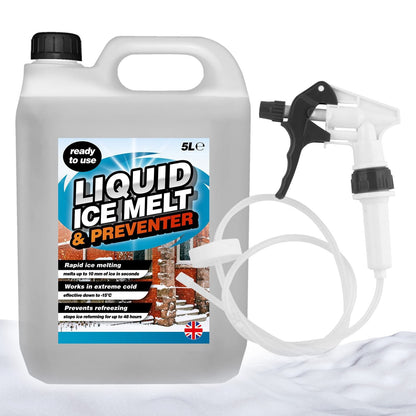 5 Litre Liquid Ice Melt & Preventer Complete With Trigger Hose Prevents Refreezing