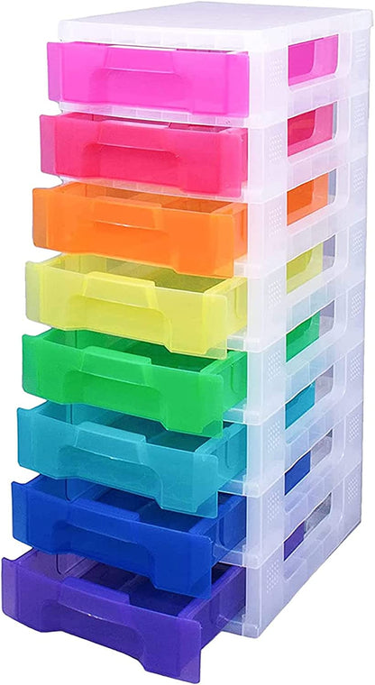 Plastic Rainbow Coloured Modular Storage Tower Units For Home Office Schools Children’s Toys Drawer
