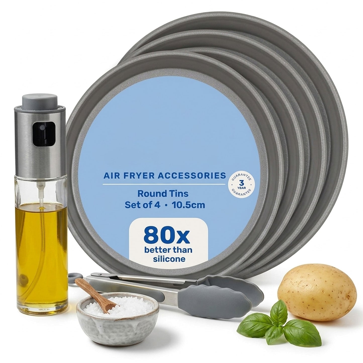 10.5cm Round Mini Air Fryer Dish Non-Stick Cooking, Roasting & Baking Tins