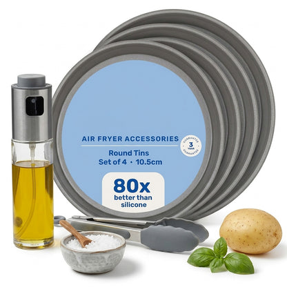 10.5cm Round Mini Air Fryer Dish Non-Stick Cooking, Roasting & Baking Tins