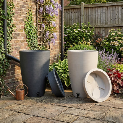 Amesbury Stone Water Butt Rain Water Collector 120 Litre With Tap & Lid
