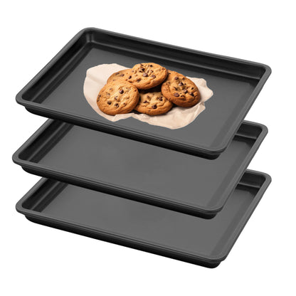 Large Set Of 3 Pack Non-Stick Baking Trays 32cm Assorted Sizes For Ovens Dishwasher Safe