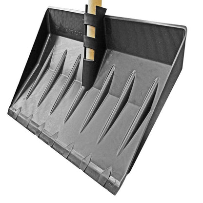 Long Wooden Handle Black Snow Shovel Spade For Cleaning Snow & Debris