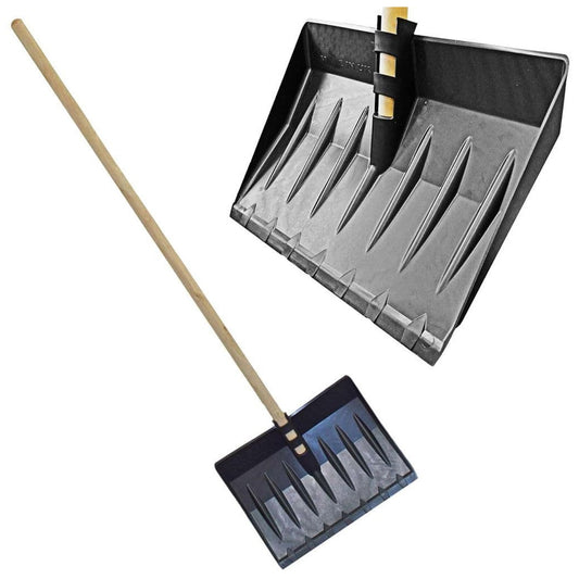 Long Wooden Handle Black Snow Shovel Spade For Cleaning Snow & Debris