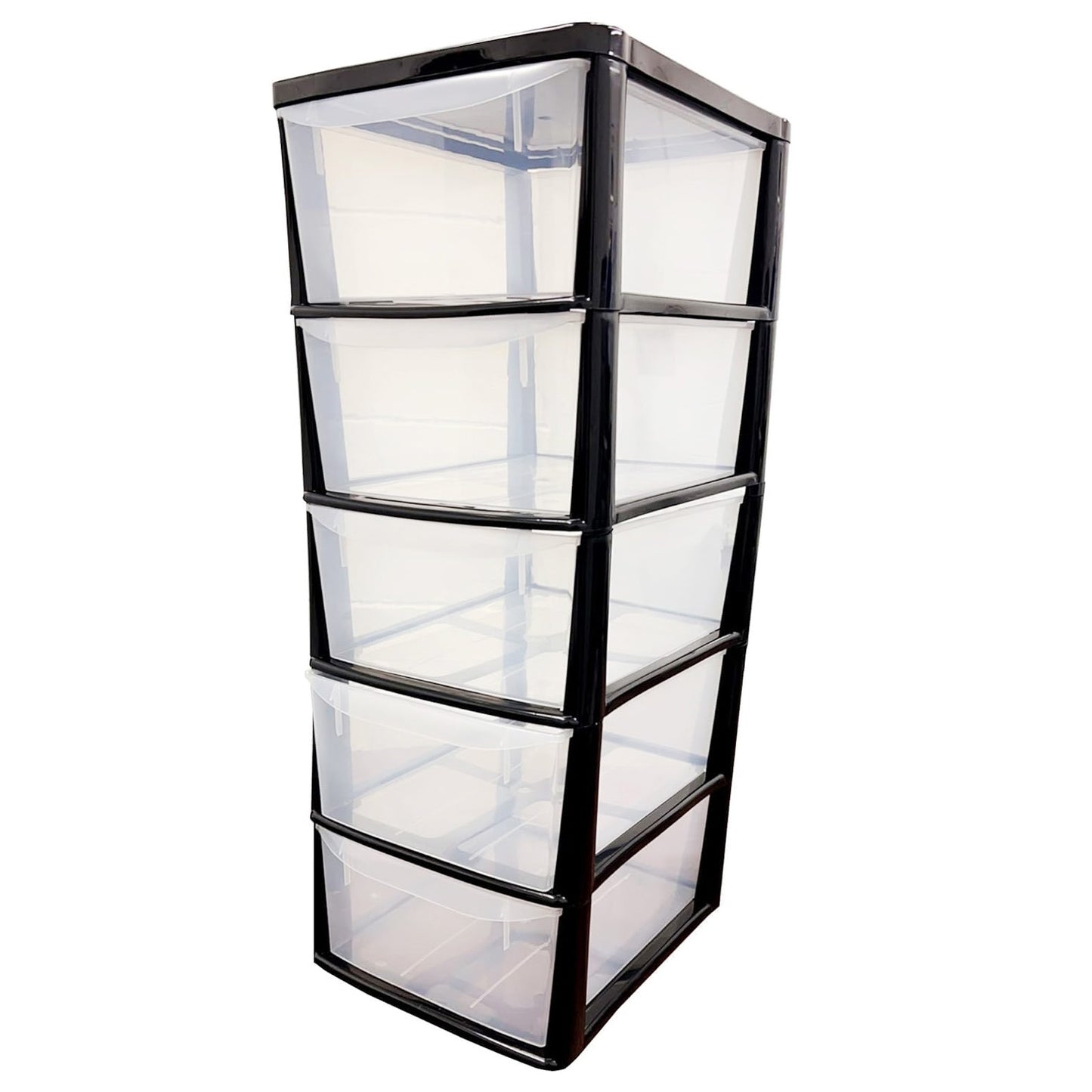 Black Tall Large 5 Drawer Storage Tower Unit For Home Office & Schools