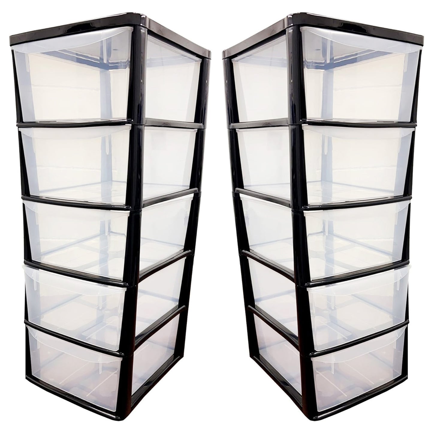 Black Tall Large 5 Drawer Storage Tower Unit For Home Office & Schools