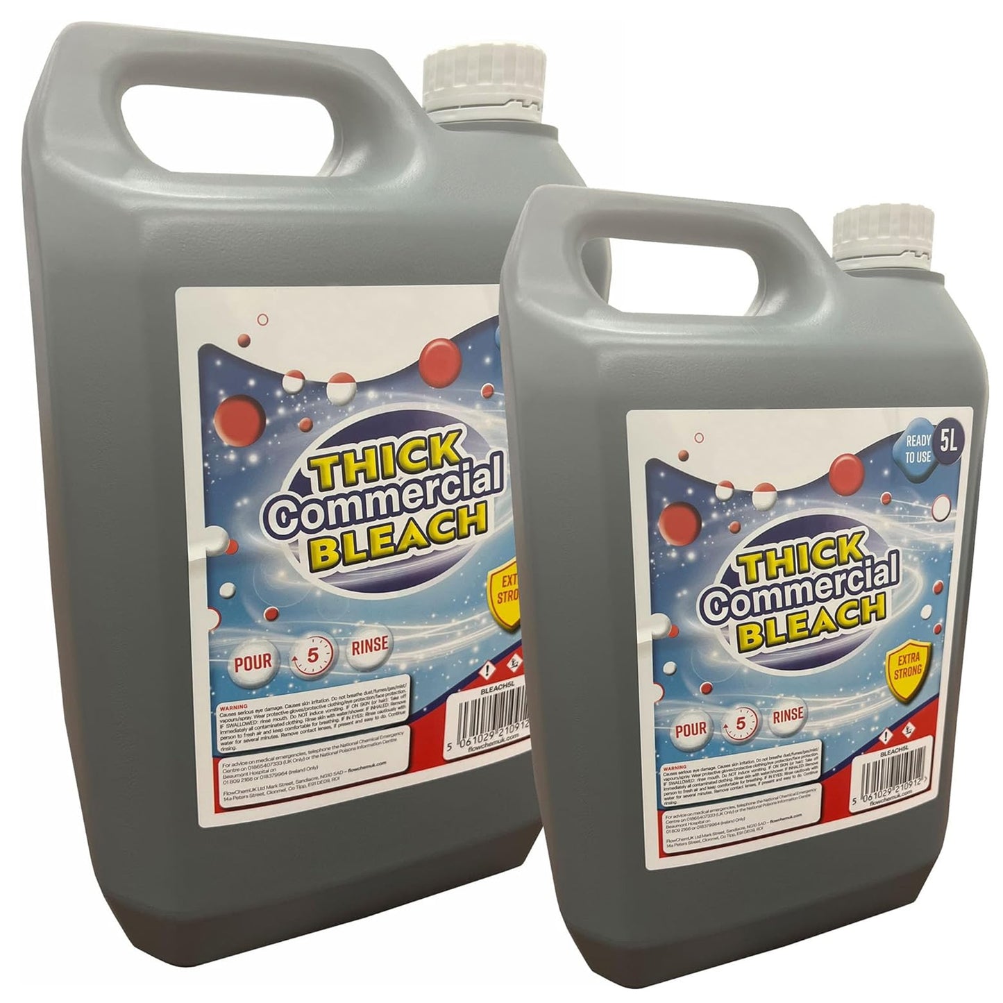 5L Thick Commercial Sink, Drain & Toilet Extra Strong Bleach For Sanitisation & Disinfection