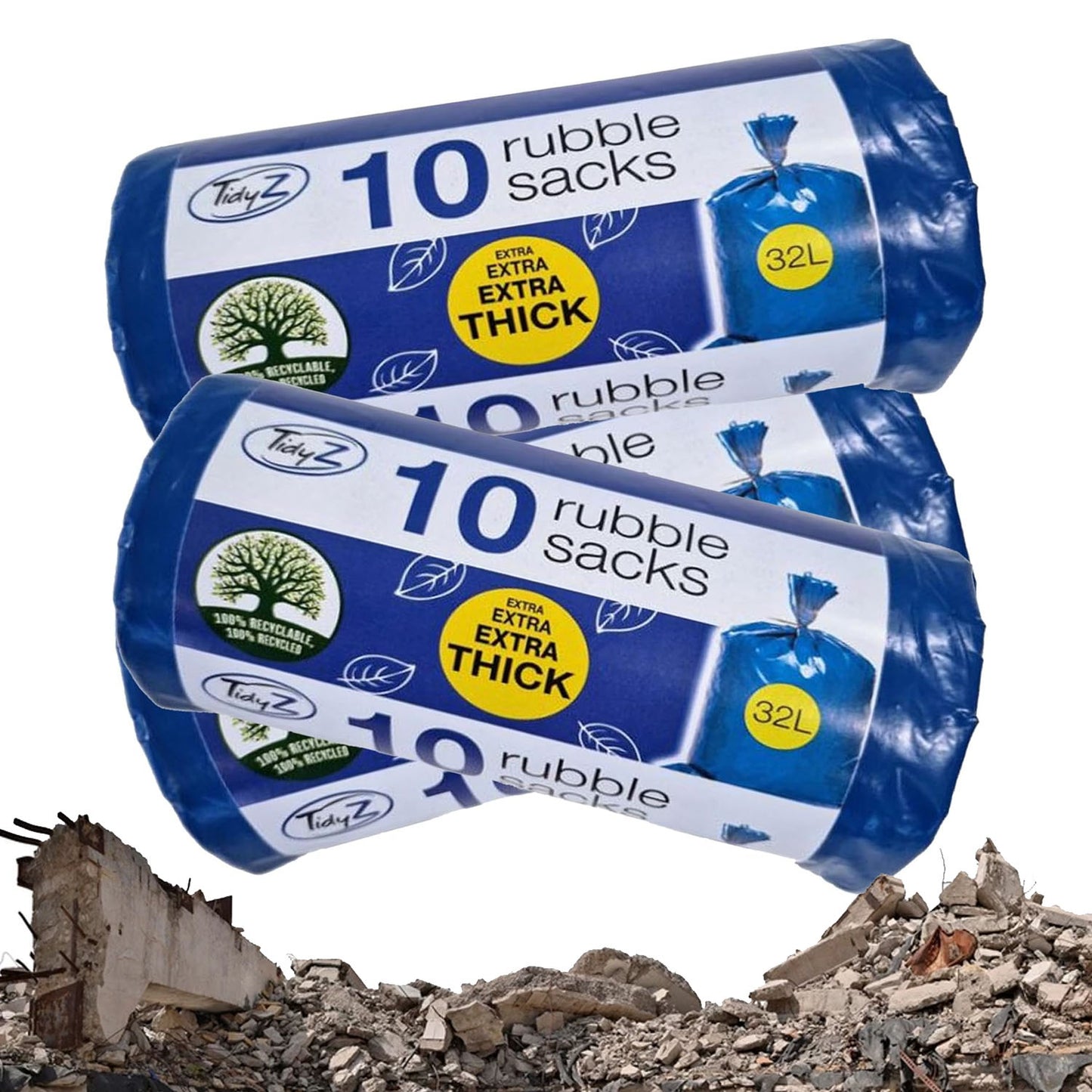 Extra Thick Strong Heavy Duty Blue Builders Rubble Bags For Garden & DIY Waste