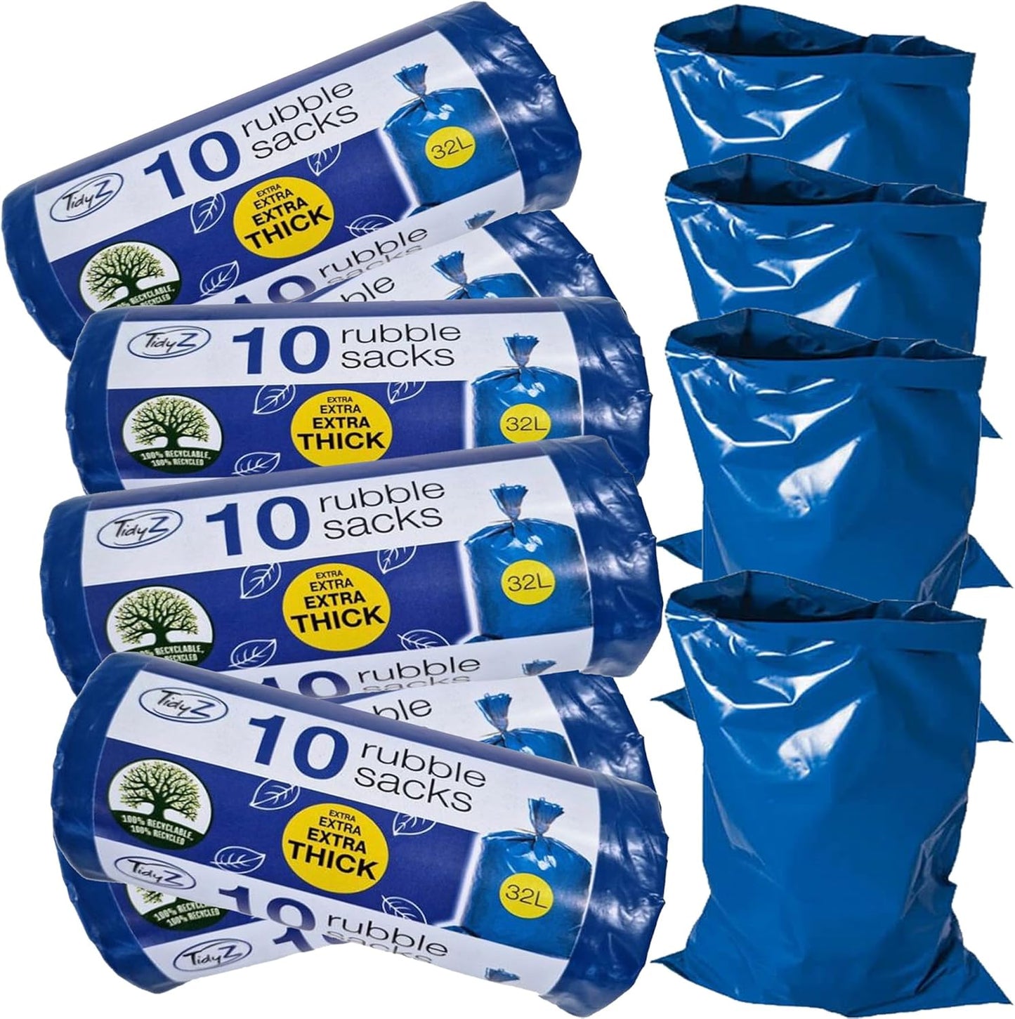 Extra Thick Strong Heavy Duty Blue Builders Rubble Bags For Garden & DIY Waste