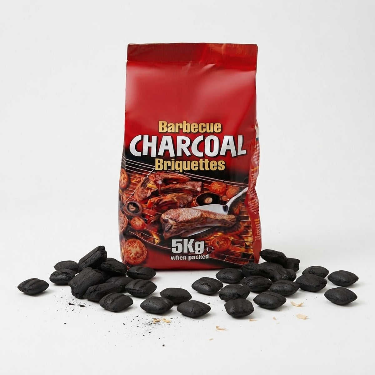 Premium Charcoal BBQ Briquettes 5KG Bag – Long Burning Fast Lighting
