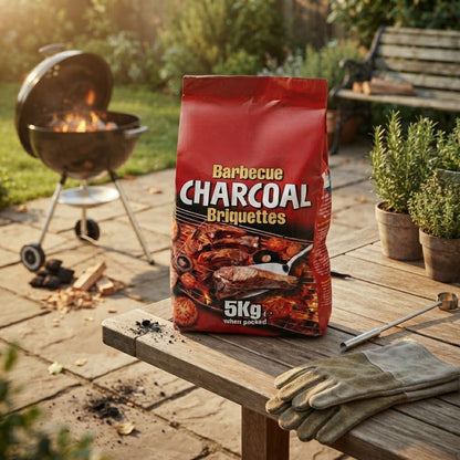 Premium Charcoal BBQ Briquettes 5KG Bag – Long Burning Fast Lighting