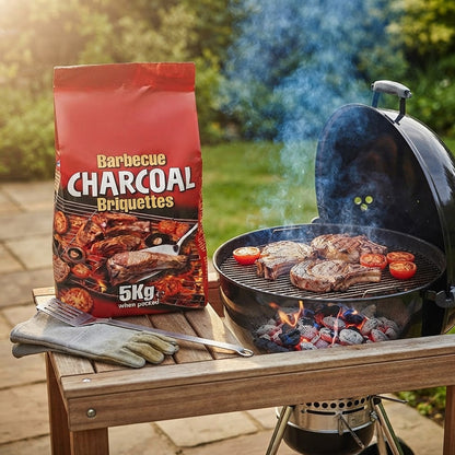 Premium Charcoal BBQ Briquettes 5KG Bag – Long Burning Fast Lighting