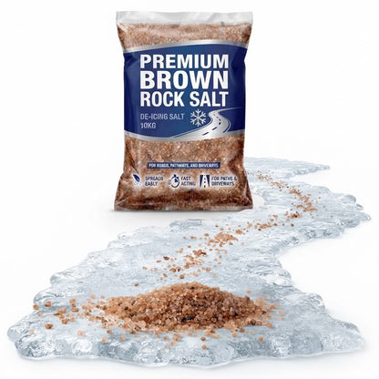 10kg Heavy-Duty Brown De-Icing Rock Salt Grit – Fast Snow & Ice Melt