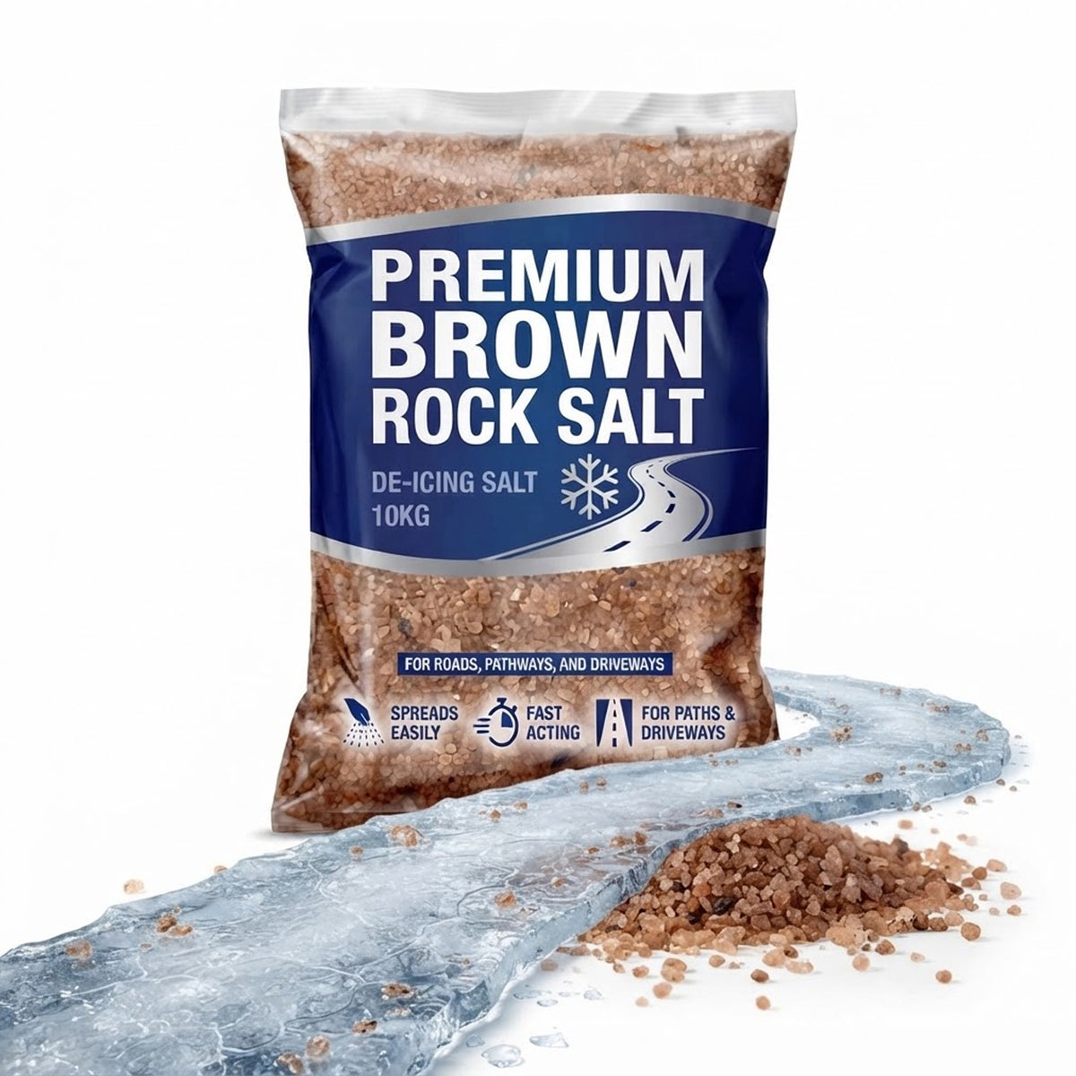 10kg Heavy-Duty Brown De-Icing Rock Salt Grit – Fast Snow & Ice Melt