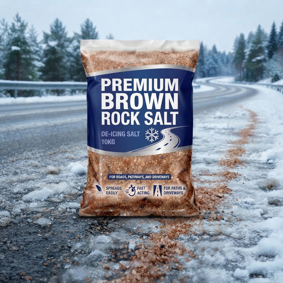 10kg Heavy-Duty Brown De-Icing Rock Salt Grit – Fast Snow & Ice Melt